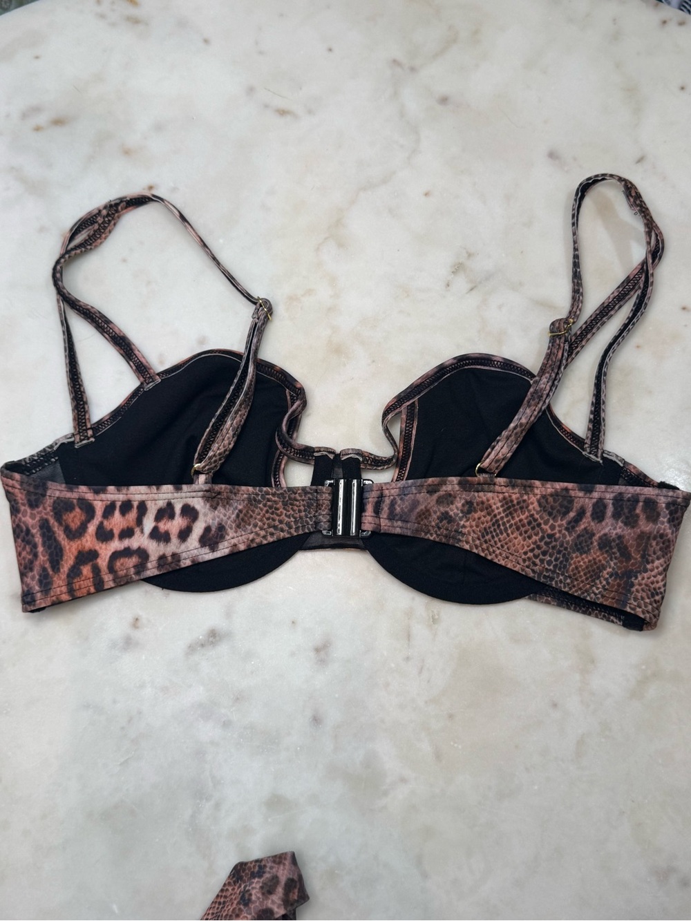 🥥🐆 ASOS Brown and Black Animal Print Tie Bikini‎ Set with Full Cup Top 🐆🥥 - Picture 8 of 10